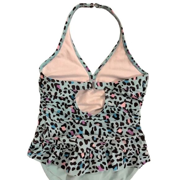 OP Blue Leopard Print Skirted One Piece Swimsuit - Picture 6 of 9